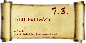 Toldi Bolivár névjegykártya